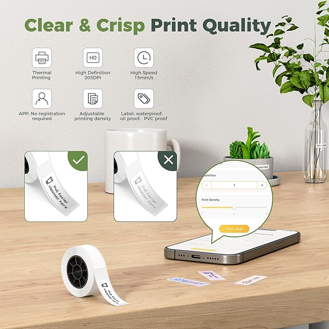 Joysea Portable Label Maker Machine with Tape, Bluetooth Thermal Sticker Maker for Home Kitchen & Office, Gray