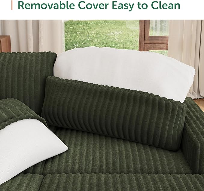 HONBAY Sectional Sofa, Modular L Shaped U Shaped Pull Out Couch with Storage, Velvet Green