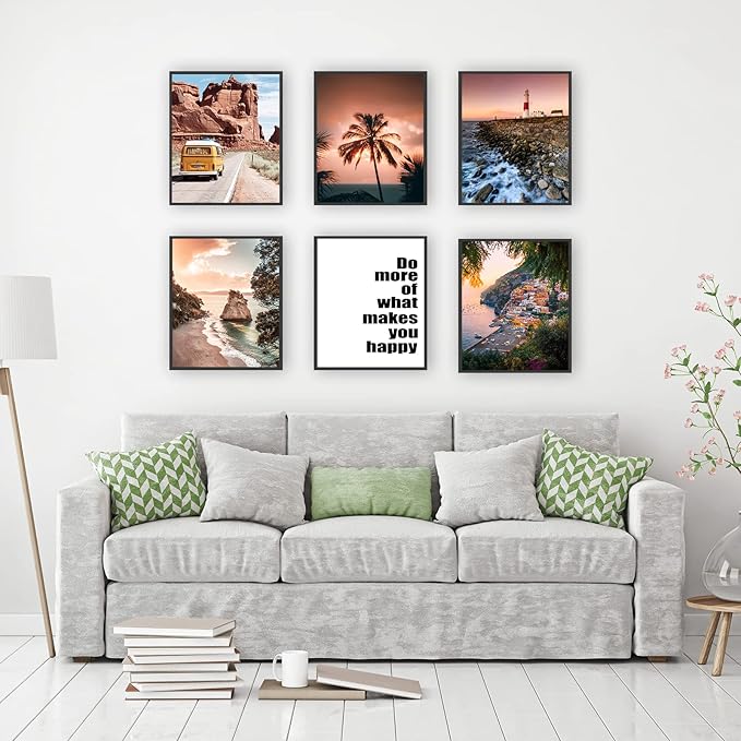 HoozGee Travel Wall Art Prints Seascape Palm Poster Wall Decor Nature Landscape City Coastal Road Scenery Pictures Canvas Photography Photos Home Bedroom Decor (11"x14" UNFRAMED)