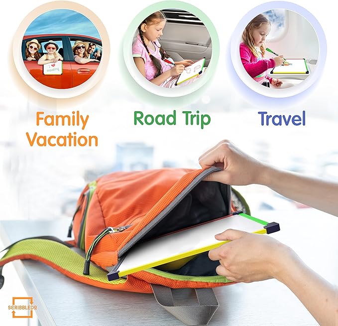 Travel Size Art Coloring White Board for Kids 9”x12” Car Airplane Travel Essentials Kids Travel Accessories Travel Games for Kids Travel Toys for toddlers 1-3 Plane Travel Games for Kids Ages 4-8 & Up