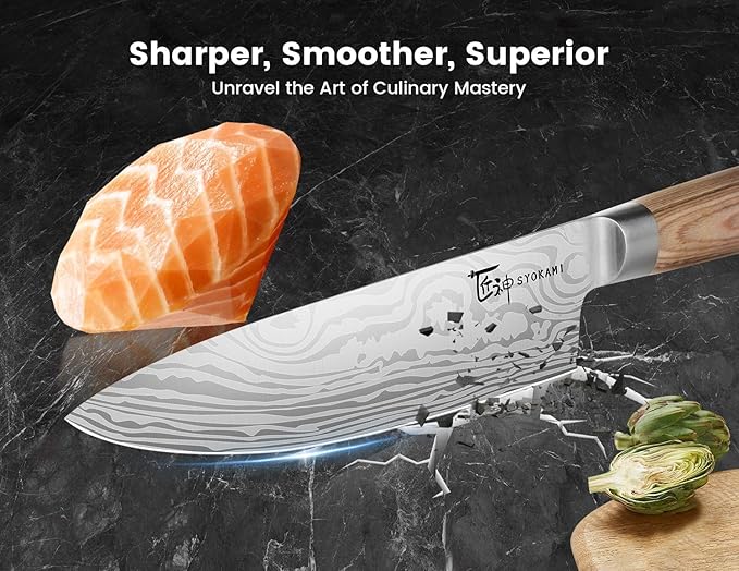 Chef Knife Set, 14pcs Japanese Kitchen Knife Set with Roll Bag, Pakkawood Handle, High Carbon Stainless Steel Professional Kitchen Knives for Camp Travel Outdoor Gift