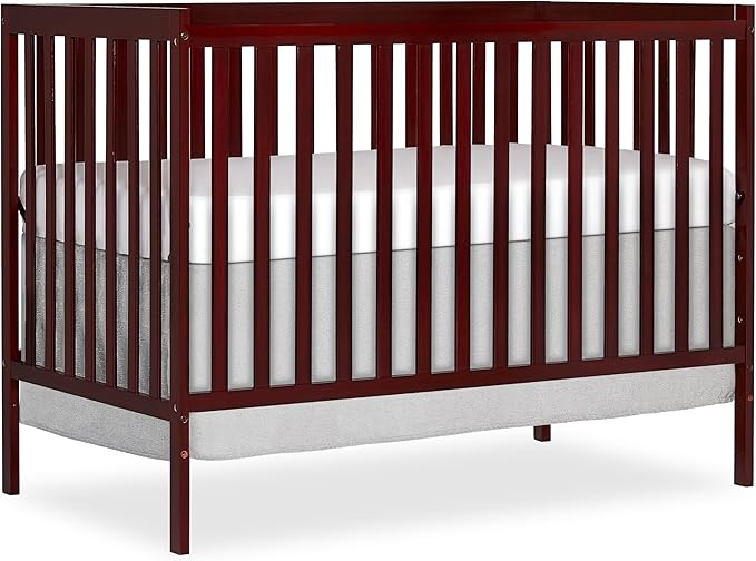 Dream On Me Synergy 5-in-1 Convertible Full-Size Baby Crib with Toddler, Day & Full Bed Conversion in Cherry, GreenGuard Gold & JPMA, 3 Mattress Heights, Sustainable Pinewood