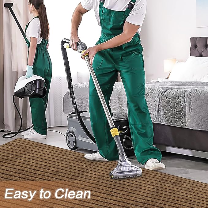 4' x 38' Runner Rugs with Rubber Backing, Indoor Outdoor Utility Carpet Runner Rugs, Stripe Brown, Can Be Used as Aisle for The RV and Boat, Laundry Room and Balcony