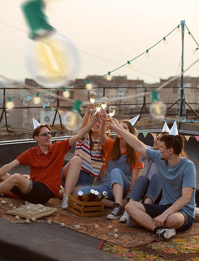 SUNSGNE 25Ft Round Christmas Lights Outdoor, G40 Globe String Lights with 27 LED Clear Lights(2 Spare), Green Wire String Lights for Yard Patio Porch Tent Pergola Backyard Christmas Decorations