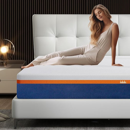 IULULU Queen Mattress, 10 Inch Memory Foam Mattress Queen in a Box - Cool Gel Bed Mattress Bamboo Charcoal Foam Queen Mattresses Pressure Relief Medium Firm