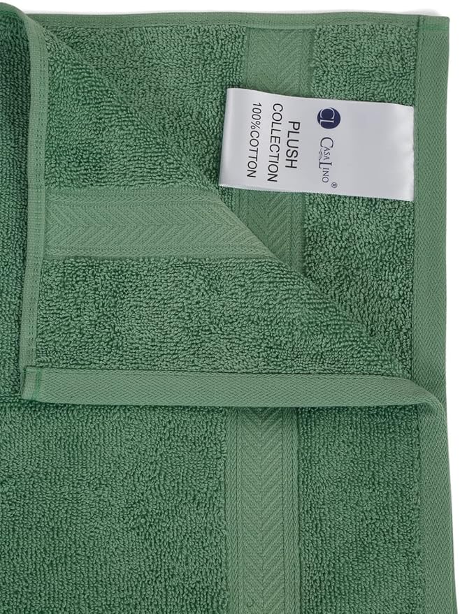 Casa Lino 4 Pack Hand Towels for Bathroom, 18"x28", 100% Cotton, Ultra Soft & Highly Absorbent, Premium Luxury Towels for Gym, Shower, Hotel, New Apartment Essentials, Green