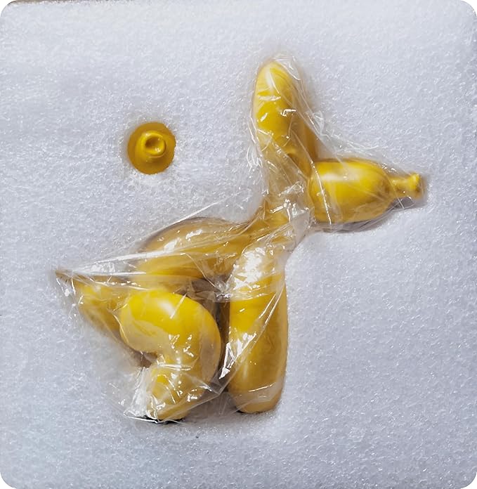 Balloon Dog Mini Poop Dog Decoration Desktop in Living Room Art Animal Small Statue，Bookshelf Decor(Yellow)