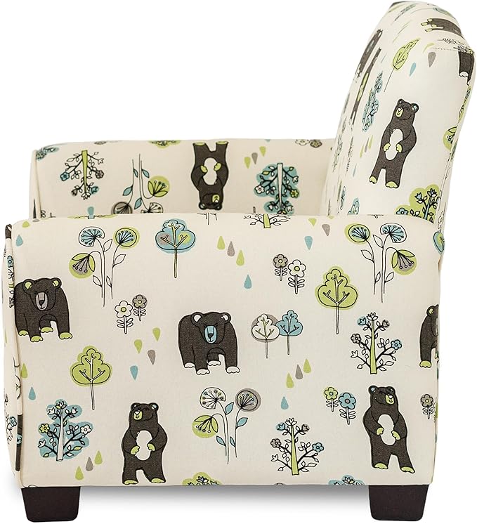 Kid Rocking Chair for Toddlers, Child Chair for Little Kids, Upholstered Toddler Armchair for Children, Comfy and Cute Little Kid Chairs (Legs, Bears & Trees Print)