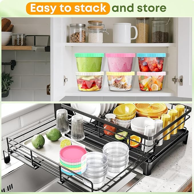 Freezer Storage Containers 6 Pack-16 Oz Deli Containers with Lids BPA Free Microwave and Dishwasher Safe,Food Storage Containers with Lids,Soup Containers for Oats/Salad