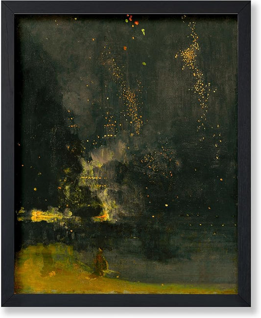 Poster Master Vintage Nocturne in Black and Gold Painting Poster - Retro The Falling Rocket Print - Abstract Art - Moody Art - Landscape Art - Office or Living Room Decor - 8x10 UNFRAMED Wall Art