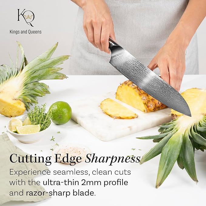 Japanese Kitchen Knife 7 Inch - Santoku Knife Ultra Sharp in High Carbon Steel - Japanese Chef Knife with Ergonomic Non-Slip Handle for Kitchen Precision Cutting