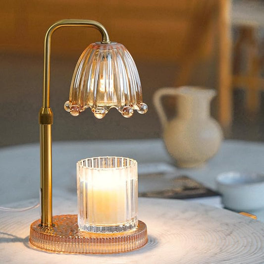 Candle Warmer Lamp with Timer, Dimmer & Adjustable Height, 20MM Crystal Base, 2 Blubs, Fit Jar Scented Candles, Safe Aromatherapy Light for Sleep, Work, Yoga, Bedroom, Office, Gift for Women