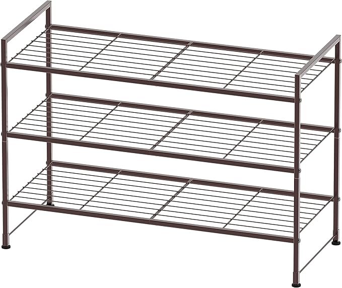 SIMPLE HOUSEWARE 3-Tier Stackable Shoes Rack Storage Shelf, Bronze