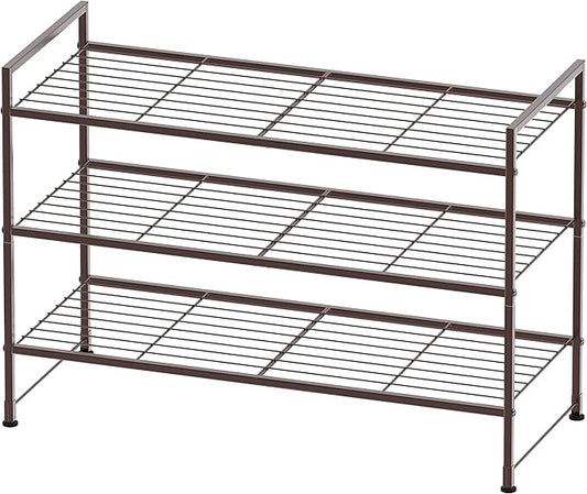 SIMPLE HOUSEWARE 3-Tier Stackable Shoes Rack Storage Shelf, Bronze