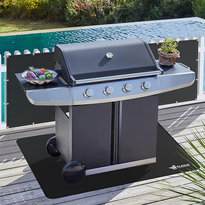 FLASLD Heat Shield Behind Grill, Fireproof Cover and Screen Protect Deck Railing from Grill, BBQ Fence Heat Shield for Wood Stove, Deck Railing Protector for Grill, Fireplace