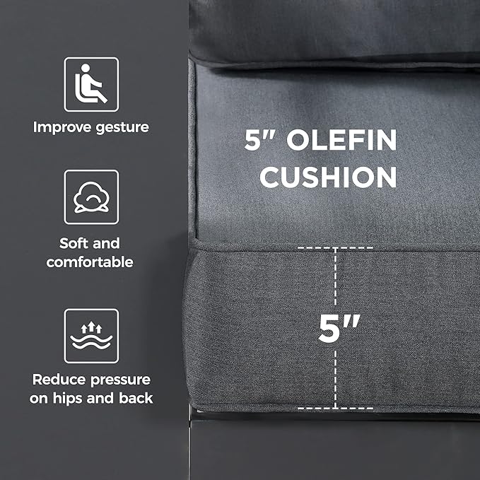 Wisteria Lane 7 Seats Aluminum Outdoor Patio Furniture Set with 54 Inch Propane Gas Fire Pit Table, Modern Patio Conversation Sets with Outdoor Sectional Couch for Backyard, Garden, Dark Grey