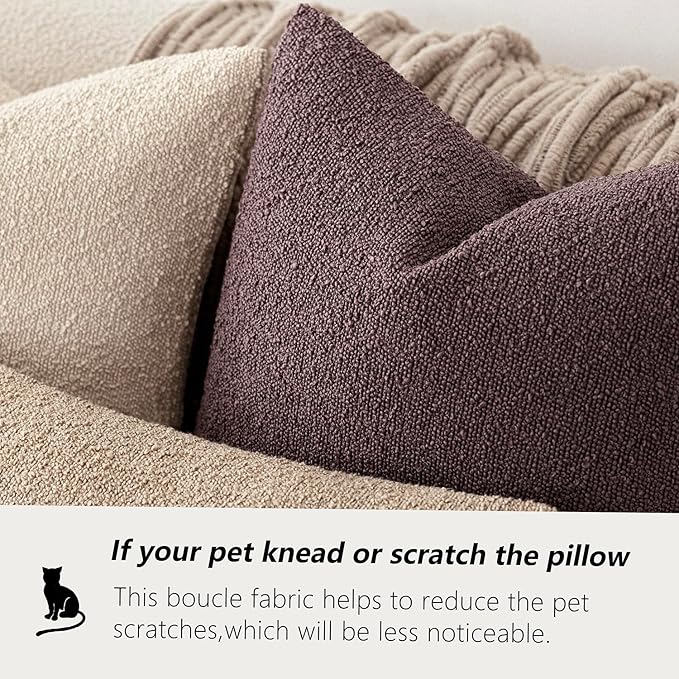 Foindtower Pack of 2 Textured Boucle Throw Pillow Covers Accent Solid Decorative Pillow Cases Cozy Woven Couch Cushion Case for Chair Sofa Bedroom Living Room Home Decor 20x20 Inch Dark Purple