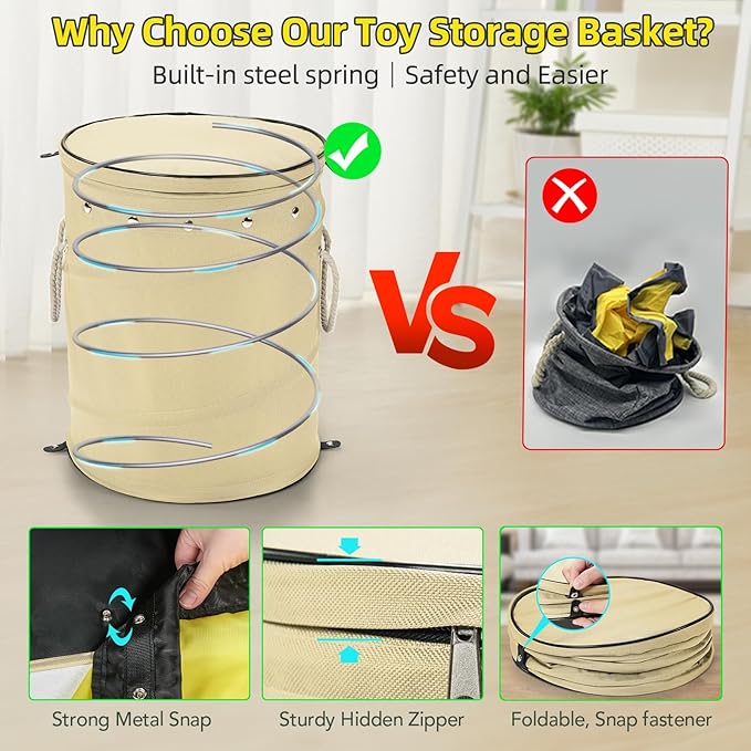 Toy Storage Basket with Slide and Large Play Mat for Boys and Girls Building Blocks Organizer, Foldable Fabric Storage Container Basket Bin Kids Toy Box with Rug for Boy Playroom Organization