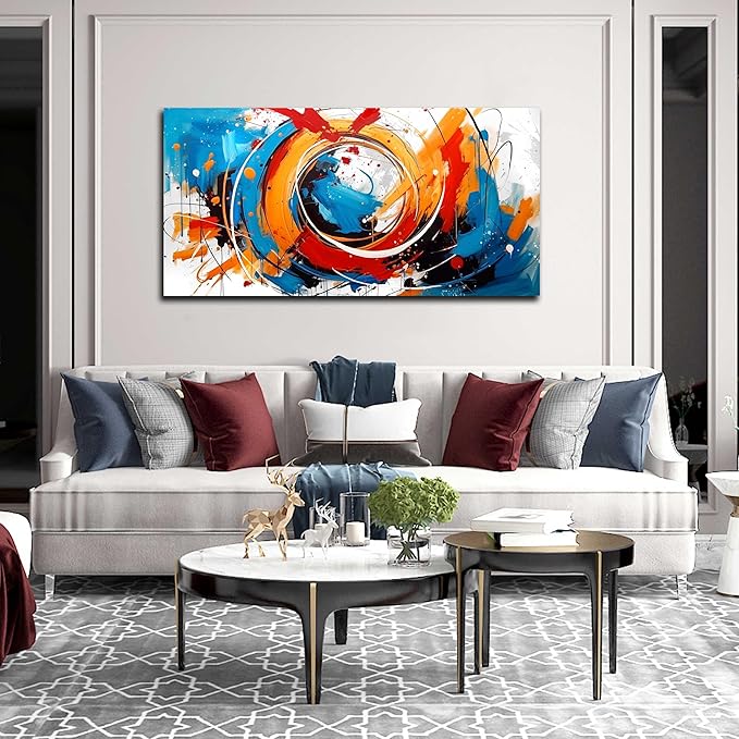 Abstract Wall Art for Office - Colorful Wall Art for Bedroom Ready to Hang Size 24" x 48"