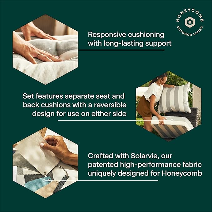 Honeycomb Outdoor Deep Seat, 24 x 23, Solarvie Taupe Chair Cushion for Patio Furniture