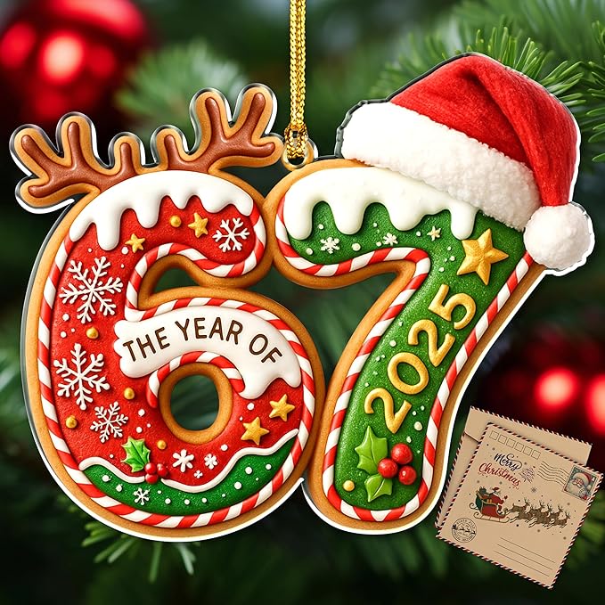 Gingerbread 67 Ornament, 67 Christmas Ornament, Christmas Decor 2025, Xmas Ornaments 2025, 67 Teen Girls Trendy Stuff, 67 Stuff, Stocking Stuffer, Funny Ornaments, Gen Z Gifts, Gingerbread Xmas Picks