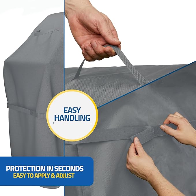 SPRINKS® Grill Cover Weatherproof Grillcover for Weber, Napoleon, Enders - Extra Handles Gas Grill Oxford 600D Fabric [58in x 24in x 48in] - Grey