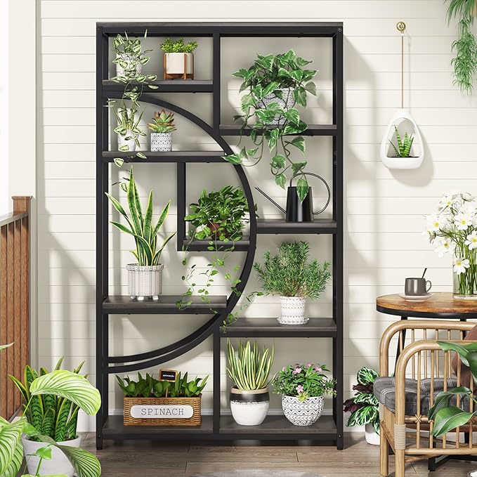 Tribesigns Bookshelf Industrial 5 Tier Etagere Bookcase, Freestanding Tall Bookshelves Display Shelf Storage Organizer with 9-Open Storage Shelf for Living Room, Bedroom