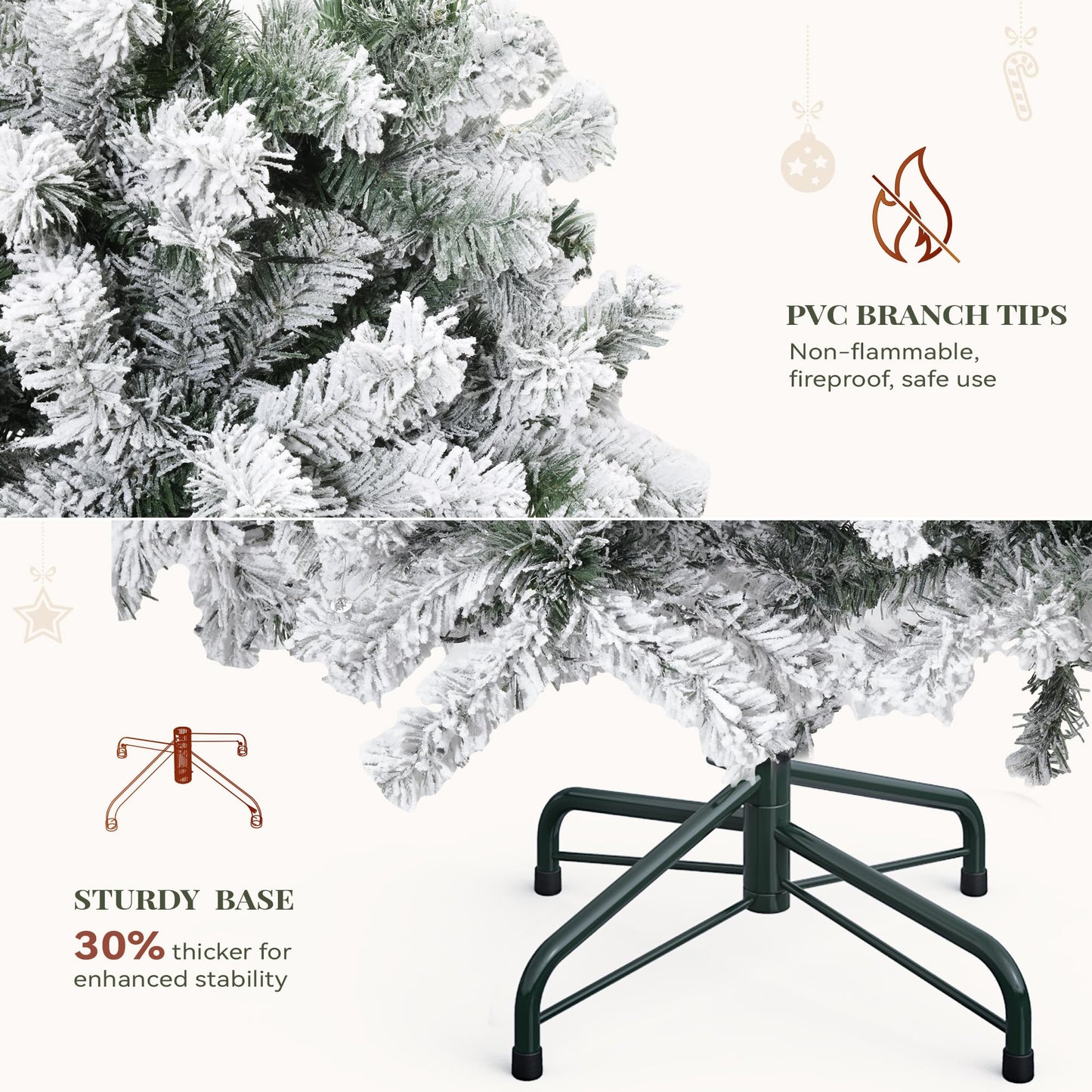 YITAHOME Prelit Snow Flocked Artificial Full Christmas Tree 9ft with Remote Control, Christmas Pine Tree with 11 Light-Modes, 2094 Branch Tips, and Foldable Base for Home, Party Decoration