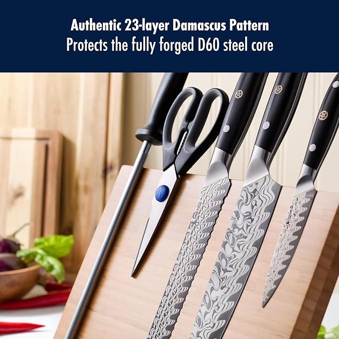 Henckels Compass Damascus 6-pc Magnetic Easel Damascus Knife Set