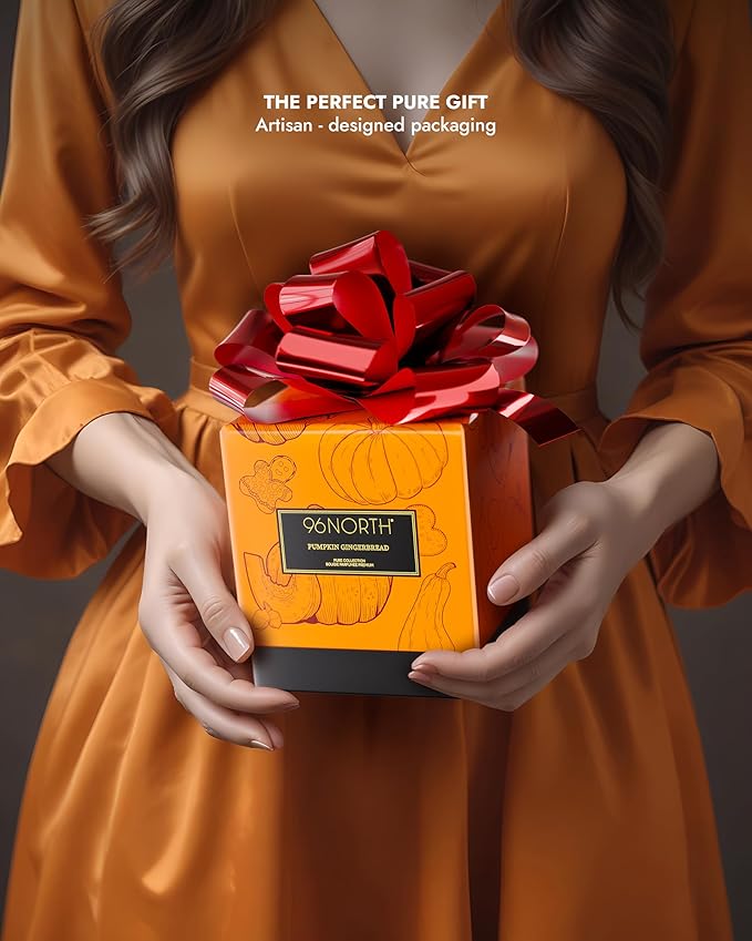 96NORTH | Pure Pumpkin Gingerbread Candle | 100% Natural Soy Wax | 1-Wick Jar Candle | Natural Fragrance Technology | Non Toxic | Up to 35 Hours Burning Time | Aromatherapy Gift for Men and Women