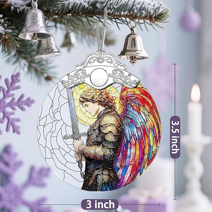 Archangel Michael Stained Glass Ornament - Christmas Ornaments | Christmas Decorations for Tree | Warrior Angel Decor – Christian Gifts | Faithful Gifts | Religious Gift