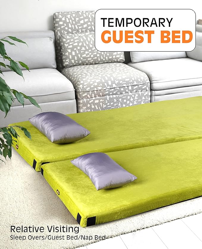 3 Inch GAIALOOP Thick Memory Foam Camping Mattress Sleeping Pad [Car/Tent/Cot] Glamping Portable Floor Mat Roll Up Futon Mattress for Guests Sleepover