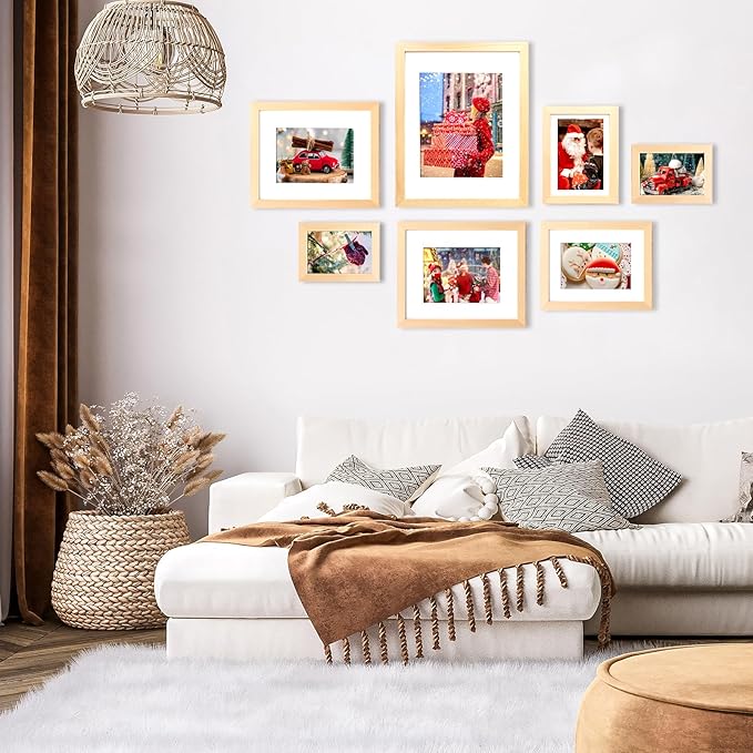 KINLINK 4x6 Picture Frames White Oak, Light Wood Frames with Acrylic Plexiglass for 3.5x5 with Mat or 4x6 without Mat, Tabletop and Wall Mounting Display, Set of 4