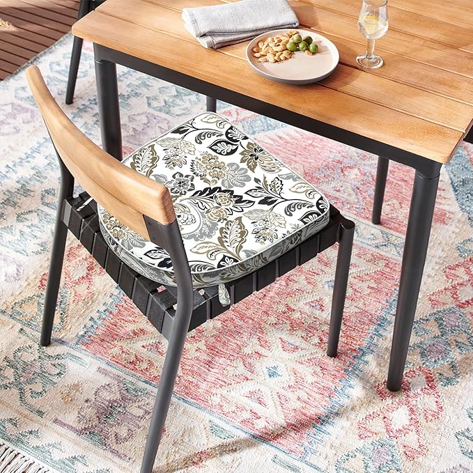 Set of 4 Outdoor Chair Cushions 19"x19"x2",Water Repellent Dining Seat Cushion with Ties and Removable Covers, Chair Cushions for Indoor and Patio Furniture, Dailey Tan