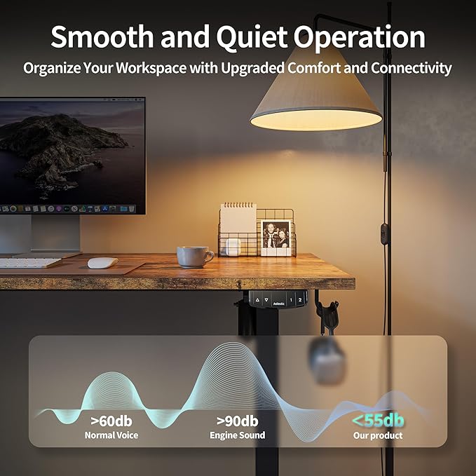 Agilestic Electric Standing Desk, 55 x 24 Inches Height Adjustable Desk, Sit Stand up for Work Office Home, Ergonomic Rising Computer Table with Memory Preset, Rustic Brown