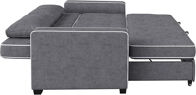 Serta Ainsley 66.5" Convertible Sleeper Loveseat, Full Size, Dreamcoil Comfort, Soft Woven Fabric, Charcoal