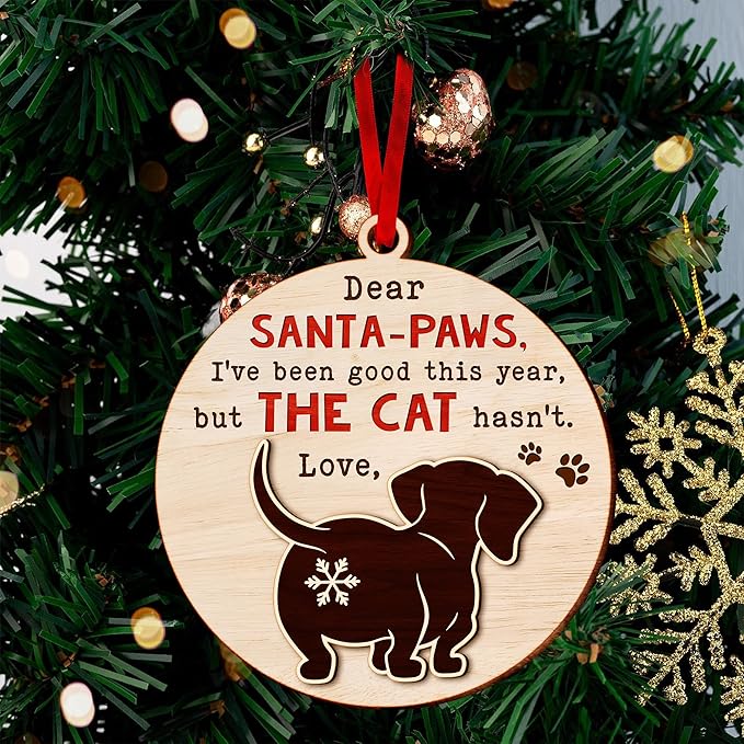 Dachshund Christmas Ornament - Festive Dog Ornaments for Christmas Tree, Uniquely Crafted Dog Lover Ornament, Ideal Dachshund Gifts Enthusiasts, Weiner Themed Ornaments