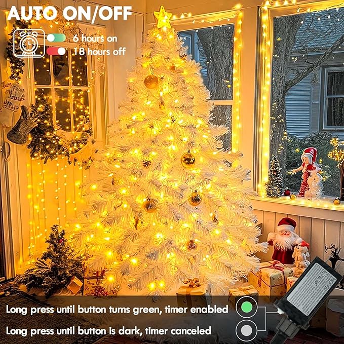 480LED 176FT Connectable String Lights Indoor Outdoor Clear Wire | Warm White Christmas Lights | Twinkle Fairy Light Plug in with Timer for Bedroom Classroom Wedding Tree Patio Decor (2 Pack)