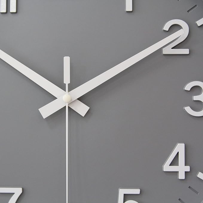 HZDHCLH Grey Wall Clock 12 Inch Silent Non Ticking Clock for Living Room Bedroom Kitchen Office Decor