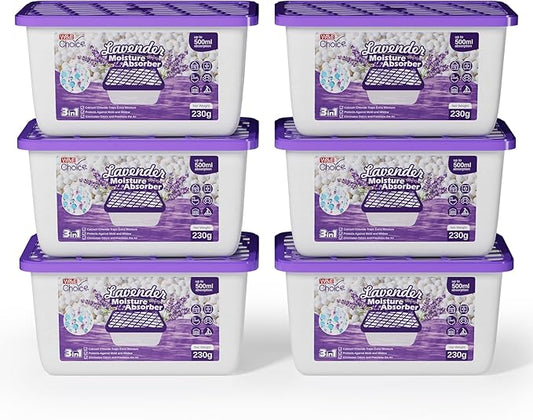 W&E Choice Moisture Absorbers With Lavender Scent, Portable Dehumidifier for Closet&Bathrooms, Kitchen, Humidity Absorber Odor Eliminator Absorber