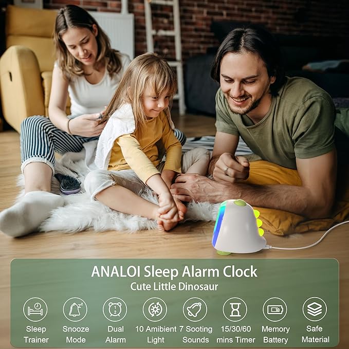 OK to Wake Clock for Kids, Kids' Alarm Clock with Night Light, Stay in Bed Clock - Sleep Trainer with Nap Timer - Cute Decor, Dinosaur Model Gift Idea