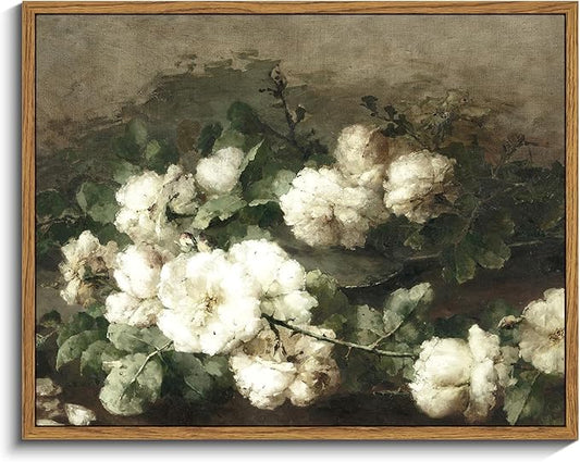 InSimSea Framed Canvas Wall Art Vintage Decor, Flower Prints Wall Art Room Wall Decor, Botanical Prints Wall Art for Living Room Decorations, Rustic ArtWork for Bathroom Bedroom Home Decor, 11"x14"