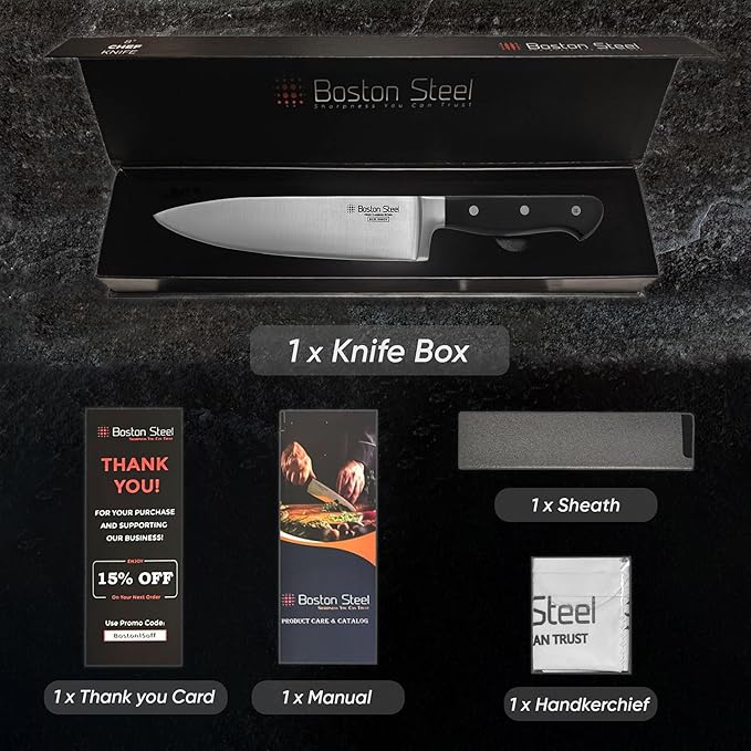 Chef Knife 8 Inch – Ultra Sharp High Carbon Stainless Steel Kitchen Knife, Professional 8” Chef’s Knife with Ergonomic Handle, for Home & Restaurant with Gift Box, Culinary Cooking Knife