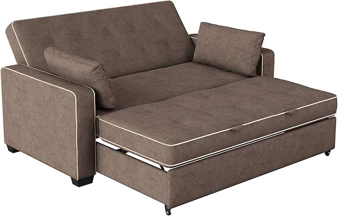 Serta Ainsley Loveseat with Pull Out Sleeper Microfiber Java Queen
