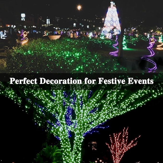 KAQ Connectable 240LED Green String Lights Outdoor/Indoor, Extendable Plug in Twinkle Fairy Lights Waterproof with 8 Modes&Timer Function for Garden Bedroom Patio Tree Christmas Decorations