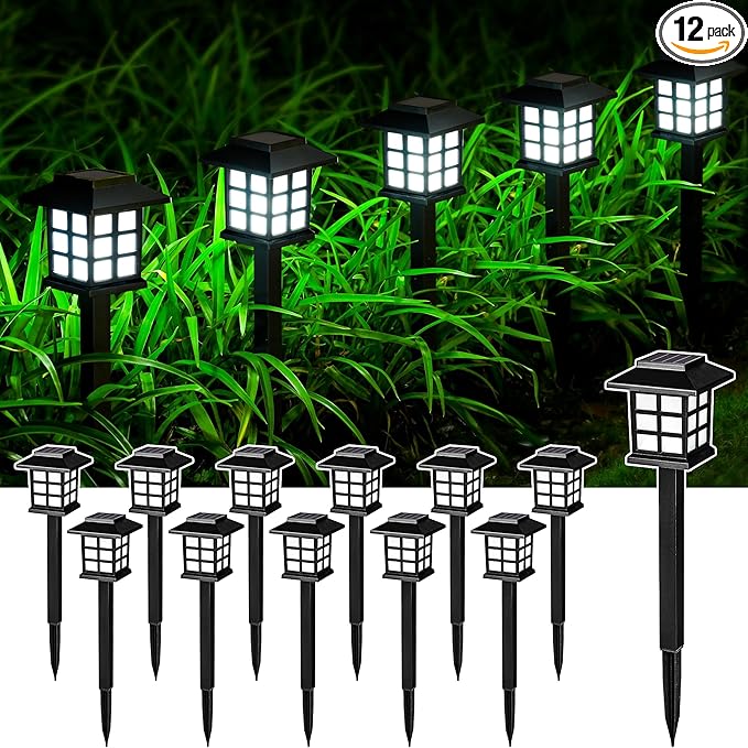 SOLPEX Solar Outdoor Lights, 12 Pack Path Lights, Walkway Light Outdoor, Garden Pathway Waterproof for Garden, Yard, Landscape and Driveway(Cold White)