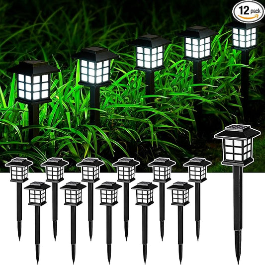 SOLPEX Solar Outdoor Lights, 12 Pack Path Lights, Walkway Light Outdoor, Garden Pathway Waterproof for Garden, Yard, Landscape and Driveway(Cold White)