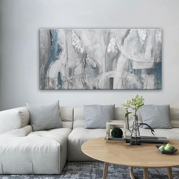 Abstract Wall Art For Living Room Canvas Art Wall Decor Blue Eclectic Decor Modern Canvas Wall Prints Abstract Wall Decor Suitable For Bedroom Apartment Office Dining Room Can Be Hung 24" X 48"