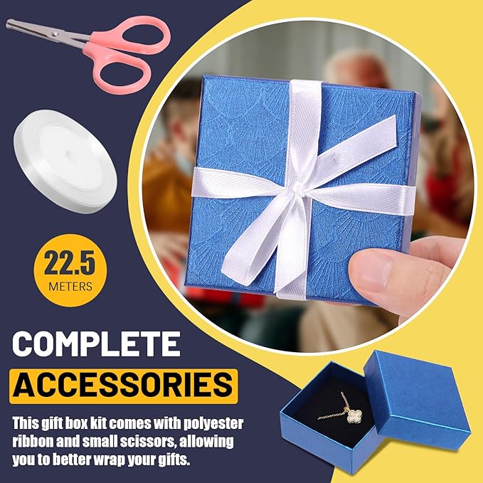 Glarks 17pcs 2.95 x 2.95in Jewelry Gifts Boxes Kit, Royal Blue Fan Shaped Jewelry Boxes for Ring Earring Jewelry, Christmas, Birthday, Anniversaries, Valentine’s Day, Mother’s Day and Other Festivals