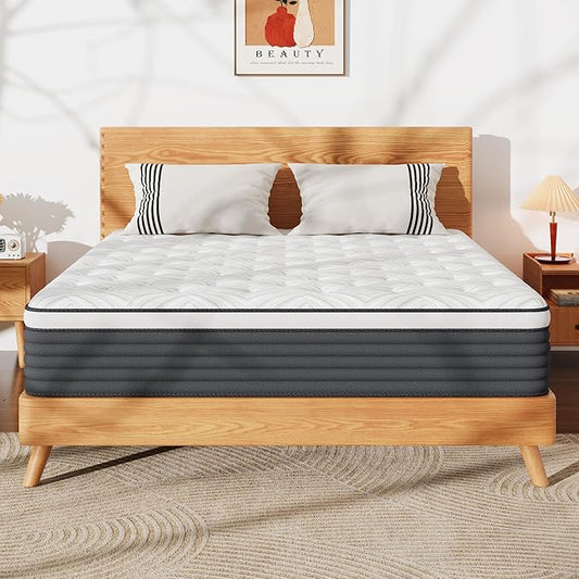 King Size Mattress,14 Inch Hybrid Mattress in a Box with Gel Memory Foam and Pocket Spring for Pressure Relief & Zoned Support, Soft and Comfort Sleep, Medium Firm King Matress, CertiPUR-US